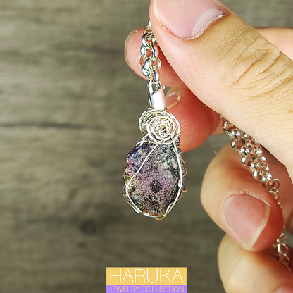 [Elite Crystal] Rainbow Leklai x Crystal Druzy Pendant | Gold & Pink Manifestation | Diamond-Grade Sparkle | Wealth & Noble Connections Charm