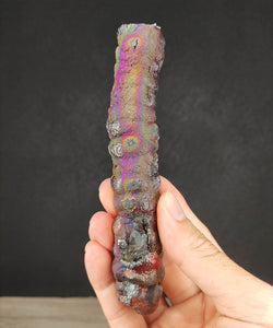 | Goethite Pillar(13cm) | Top premium rare Iridescent Goethite, Turgite, Hematite, Iridescent | COLOUR: Pink, Purple, Green, Silver | 100% natural color |