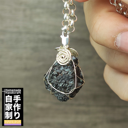 Top Grade Black Calcite Mini Raw Stone Charm | Silver-Black Aesthetic - Portable Wealth & Stability Stone