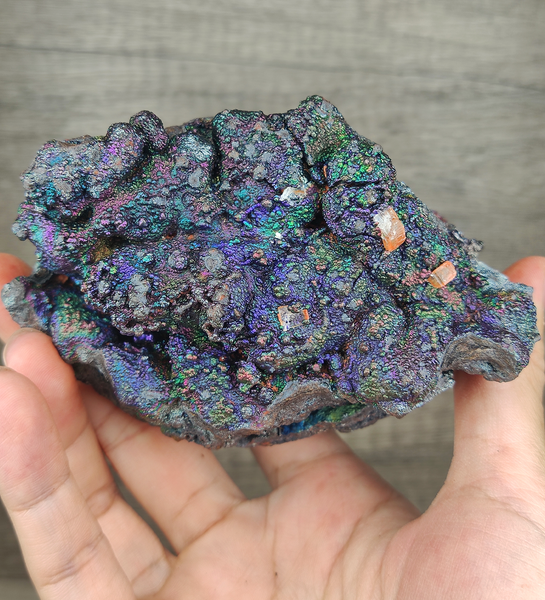 | Top premium rare Iridescent Goethite, Turgite, Hematite, Iridescent | COLOUR: Purple, Green, Turgite with black Calcite | 100% natural color |