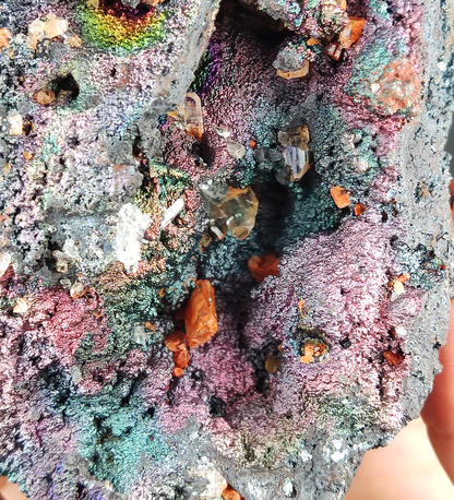 [Ultra Rare] Rainbow Leklai Orange Crystal Display | Pink, Purple, Green & Silver Manifestation | Elite Gallstone Support