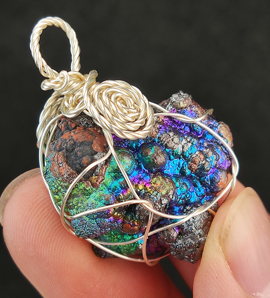 | Goethite Pendant Copper Wire Wrapped Gemstone Pendant | COLOUR: Blue, Green, Silver, Purple | 100% natural color |