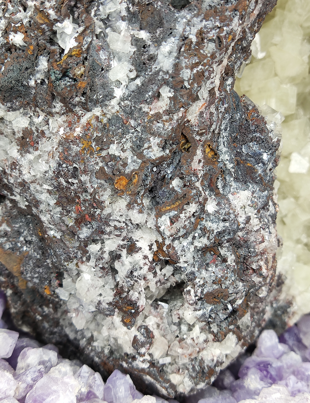| 19KG | Top premium rare Iridescent Goethite, Turgite, Hematite, Iridescent | COLOUR: Goethite with White Quartz,Crystal | 100% natural color |