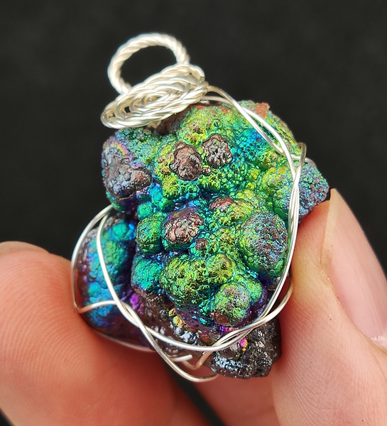 | Goethite Pendant Copper Wire Wrapped Gemstone Pendant | COLOUR: Blue, Green, Silver, Purple | 100% natural color |