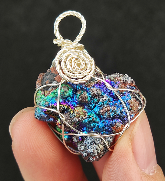 | Goethite Pendant Copper Wire Wrapped Gemstone Pendant | COLOUR: Blue, Green, Silver, Purple | 100% natural color |