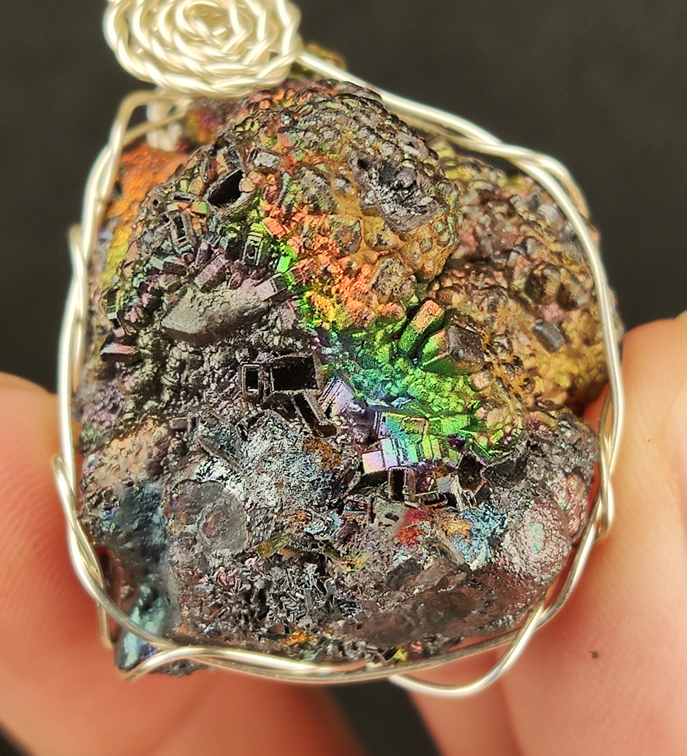 | Goethite Pendant Copper Wire Wrapped Gemstone Pendant | COLOUR: gold, silver, green, Turgite with Gold Calcite| 100% natural color |