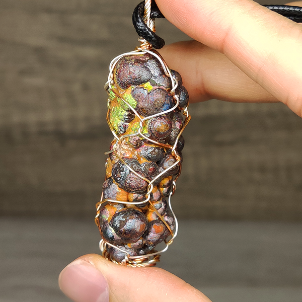 | Goethite Pillar(5cm) | Goethite Pendant Copper Wire Wrapped Gemstone Pendant | COLOUR: Green, gold, blue | 100% natural color |