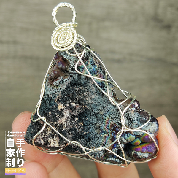 | Goethite Pendant Copper Wire Wrapped Gemstone Pendant | COLOUR: Purple, Blue, Silver | 100% natural color |