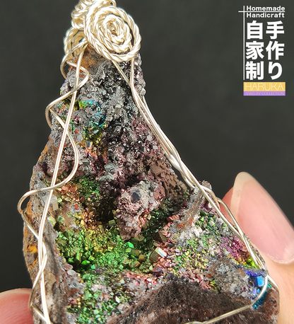 Sparkling Rainbow Leklai Pendant | Diamond Series | 7x3cm Large Size | Ultimate Luck & Aura Enhancement | Universal Heart Malaysian Energy Stone