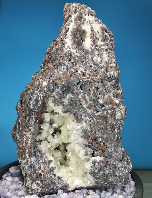 | 19KG | Top premium rare Iridescent Goethite, Turgite, Hematite, Iridescent | COLOUR: Goethite with White Quartz,Crystal | 100% natural color |