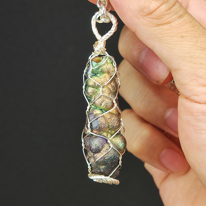 Top Grade Pillar Series | Gold-Green Aged Teardrop Pendant | Abundance Navigation and Directional Shield of the Universal Heart