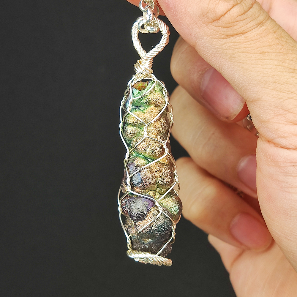 | Goethite Pillar(5cm) | Goethite Pendant Copper Wire Wrapped Gemstone Pendant | COLOUR: Green, Gold | 100% natural color |