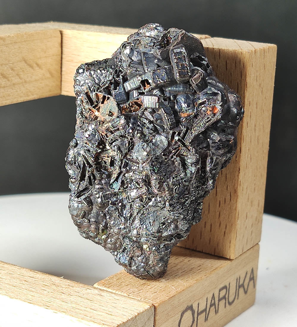 | Top premium rare Iridescent Goethite, Turgite, Hematite, Iridescent | COLOUR: Silver black ,Turgite with black Calcite | 100% natural color |