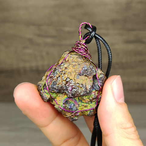 | Goethite Pendant Copper Wire Wrapped Gemstone Pendant | COLOUR: Green, gold | 100% natural color |