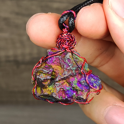 Rainbow Leklai Raw Stone Pendant | Green & Purple Radiance | Harmony of Career & Wisdom
