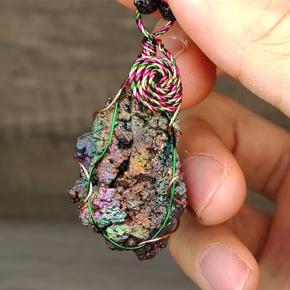 | Goethite Pendant Copper Wire Wrapped Gemstone Pendant | COLOUR: Green,Purple | 100% natural color |