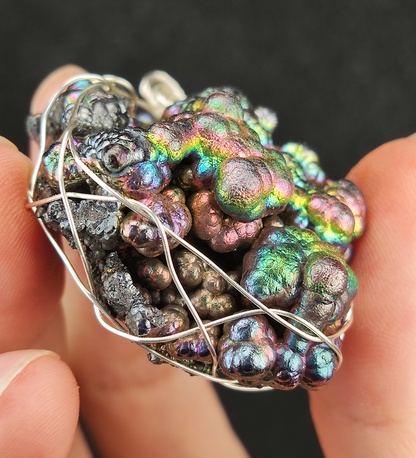 | Goethite Pendant Copper Wire Wrapped Gemstone Pendant | COLOUR: Green, silver, pink | 100% natural color |