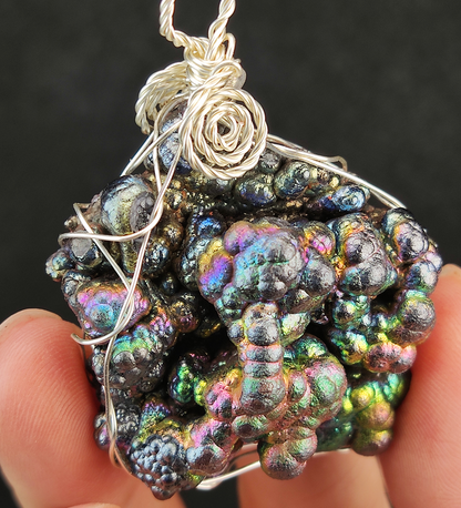 | Goethite Pendant Copper Wire Wrapped Gemstone Pendant | COLOUR: Green, silver, pink | 100% natural color |