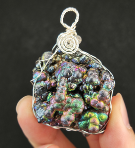 | Goethite Pendant Copper Wire Wrapped Gemstone Pendant | COLOUR: Green, silver, pink | 100% natural color |