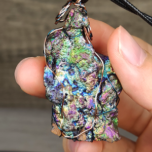 | Goethite Pendant Copper Wire Wrapped Gemstone Pendant | COLOUR: Green, gold, Purple | 100% natural color |