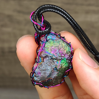 Enchanting Rainbow Leklai Raw Stone Pendant | Pink & Green Radiance | Harmony, Affection & Growth