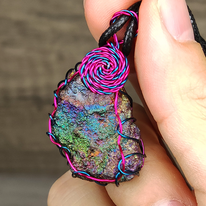 Enchanting Rainbow Leklai Raw Stone Pendant | Pink & Green Radiance | Harmony, Affection & Growth