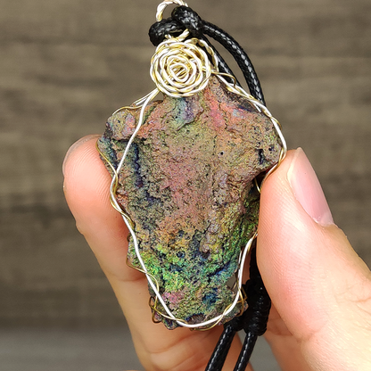 Elegant Rainbow Leklai Raw Stone Pendant | Pink & Green Spectrum | Career Vitality & Harmonious Aura