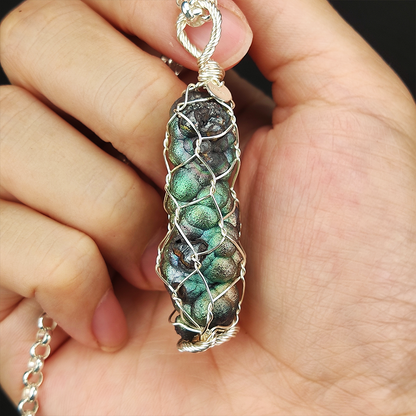 Top Grade Pillar Series | Gold-Green Aged Teardrop Pendant | Abundance Navigation and Directional Shield of the Universal Heart