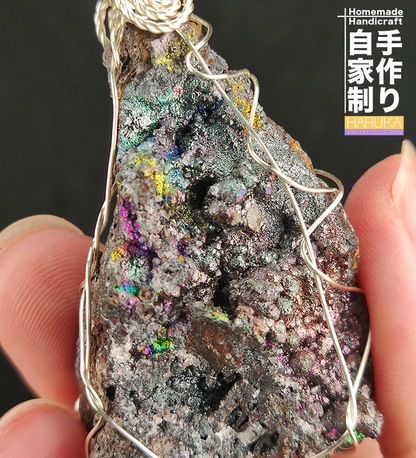 Sparkling Rainbow Leklai Pendant | Diamond Series | 7x3cm Large Size | Ultimate Luck & Aura Enhancement | Universal Heart Malaysian Energy Stone