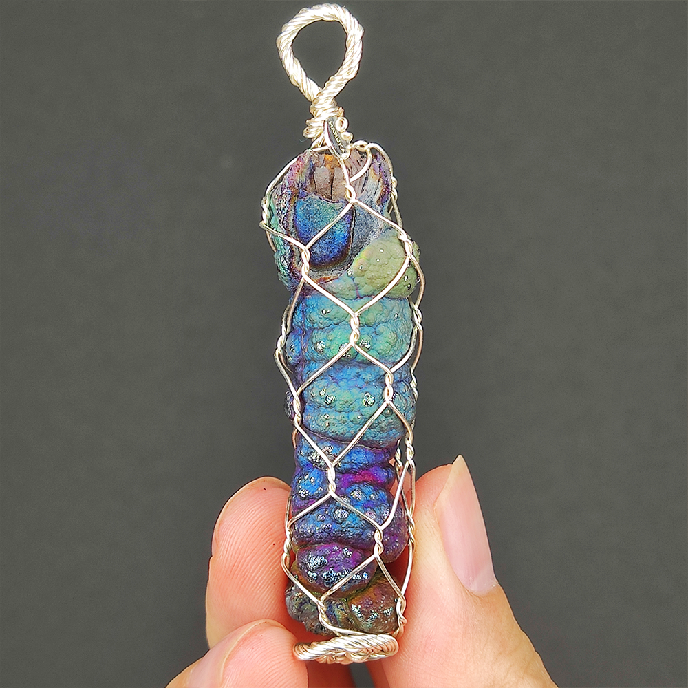 | Goethite Pillar(5cm) | Goethite Pendant Copper Wire Wrapped Gemstone Pendant | COLOUR: Rainbow | 100% natural color |