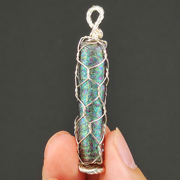 | Goethite Pillar(4cm) | Goethite Pendant Copper Wire Wrapped Gemstone Pendant | COLOUR: Green, Blue, Silver | 100% natural color |