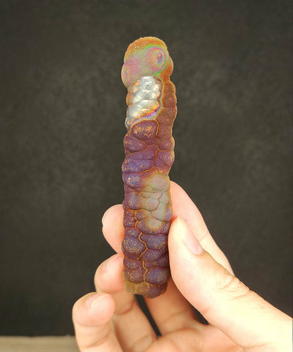 Malaysian Leklai Goethite Pillar | 8.8cm Rare Purple Old Material | Intact Round Head Energy | Strong Directional Wealth & Defense | Natural Living Stone