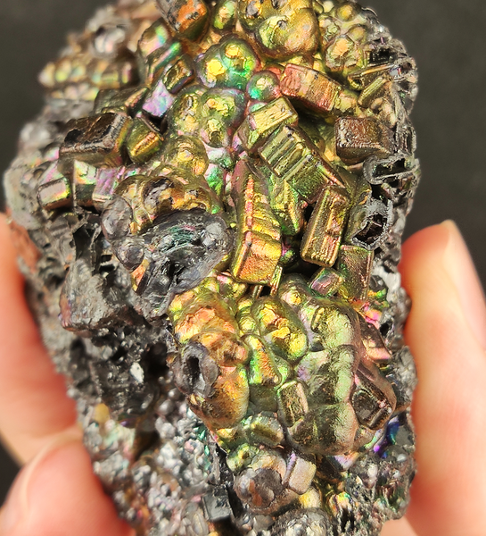 | Top premium rare Iridescent Goethite, Turgite, Hematite, Iridescent | COLOUR: Turgite with Gold Calcite | 100% natural color |