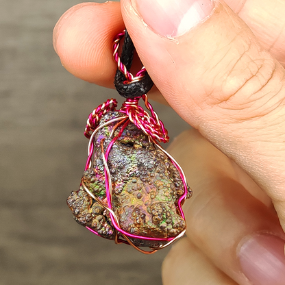 Radiant Rainbow Leklai Raw Stone Pendant | Pink & Green Aura | Affection, Harmony & Growth