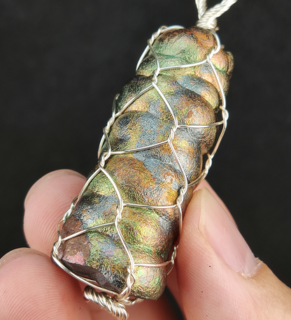 Aurora Golden Green Leklai Pillar Pendant | 4.1cm | Authority & Wealth (Gold) x Career & Opportunity (Green) | Malaysia Natural Leklai