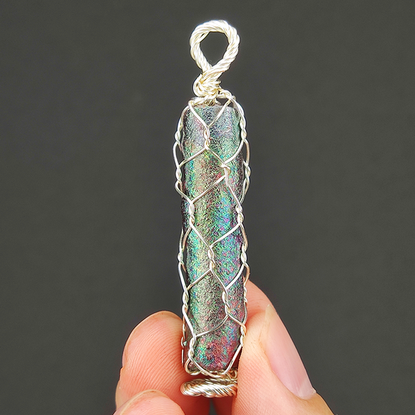 | Goethite Pillar(4cm) | Goethite Pendant Copper Wire Wrapped Gemstone Pendant | COLOUR: Green, Blue, Silver | 100% natural color |