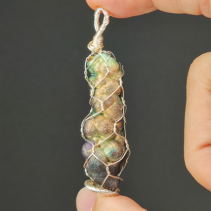 Top Grade Pillar Series | Gold-Green Aged Teardrop Pendant | Abundance Navigation and Directional Shield of the Universal Heart