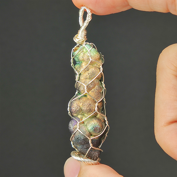 | Goethite Pillar(5cm) | Goethite Pendant Copper Wire Wrapped Gemstone Pendant | COLOUR: Green, Gold | 100% natural color |