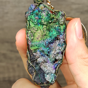 | Goethite Pendant Copper Wire Wrapped Gemstone Pendant | COLOUR: Green | 100% natural color |