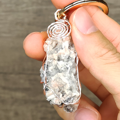 Crystal Leklai Raw Stone Pendant | Fine White Crystals | Synergy of Protection & Purification