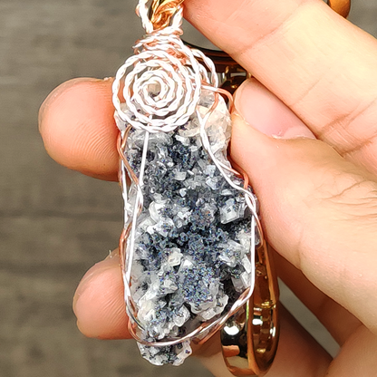 Crystal Leklai Raw Stone Pendant | Fine White Crystals | Synergy of Protection & Purification