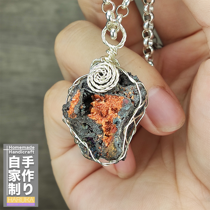 Orange Crystal Leklai Pendant | Full Crystalline Teeth - Synergy of Vitality and Strength