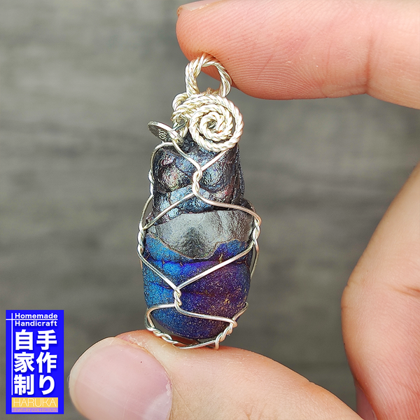 | Goethite Pillar(2.5cm) | Goethite Pendant Copper Wire Wrapped Gemstone Pendant | COLOUR: Purple, Blue | 100% natural color |