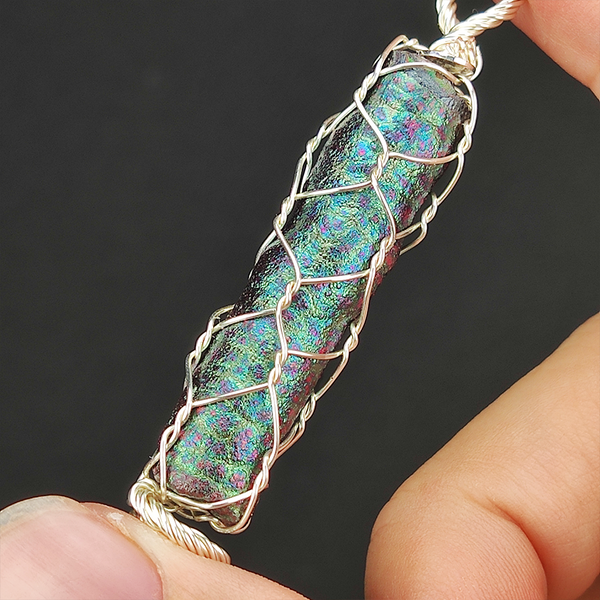 | Goethite Pillar(4cm) | Goethite Pendant Copper Wire Wrapped Gemstone Pendant | COLOUR: Green, Blue, Silver | 100% natural color |