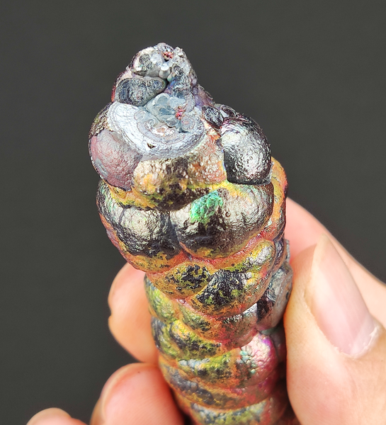 | Goethite Pillar(7.2cm) | Top premium rare Iridescent Goethite, Turgite, Hematite, Iridescent | COLOUR: Orange , Silver, Pink| 100% natural color |