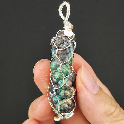 Top Grade Pillar Series | Gold-Green Aged Teardrop Pendant | Abundance Navigation and Directional Shield of the Universal Heart