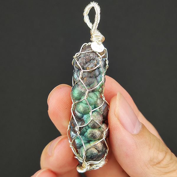 | Goethite Pillar(5cm) | Goethite Pendant Copper Wire Wrapped Gemstone Pendant | COLOUR: Green, Gold | 100% natural color |