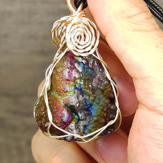 | Goethite Pendant Copper Wire Wrapped Gemstone Pendant | COLOUR: Purple,Pink | 100% natural color |