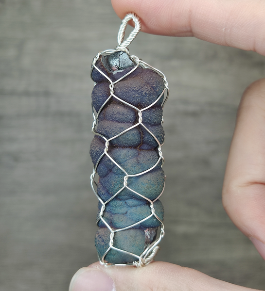 | Goethite Pillar(5.2cm) | Goethite Pendant Copper Wire Wrapped Gemstone Pendant | COLOUR: Green, Blue | 100% natural color |