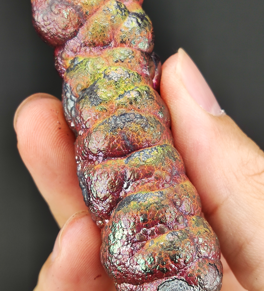 | Goethite Pillar(7.2cm) | Top premium rare Iridescent Goethite, Turgite, Hematite, Iridescent | COLOUR: Orange , Silver, Pink| 100% natural color |